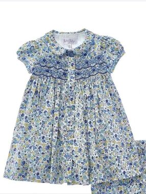 Rachel Riley | Pastel Floral Smocked Button-Front Dress